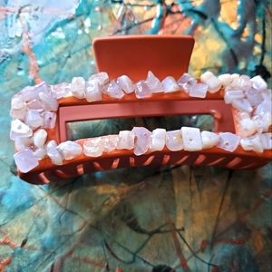 Handmade western hair clip. Moonstone gemstone Stone claw clip